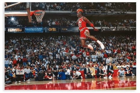 Poster auf Leinwand, Motiv: Basketballspieler Michael Jordan, Wandkunst, Dekordruck, Bild für Wohnzimmer, Schlafzimmer, Dekoration, ungerahmt, 30 x 45 cm