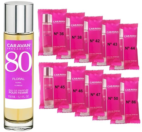 CARAVAN FRAGANCIAS Damenparfüm Nr. 80, 150 ml + Set mit 10 Flaschen mit verschiedenen Damenduften von Caravan, um neue Düfte zu entdecken