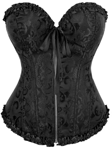KUOSE Damen Vollbrust Corsage Bauchweg Korsage Top Übergrößen Schwarz