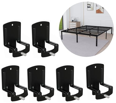 Metal Mattress Support Brackets, Set of 6, Black, Anti-Slip Design to Keep Mattress in Place