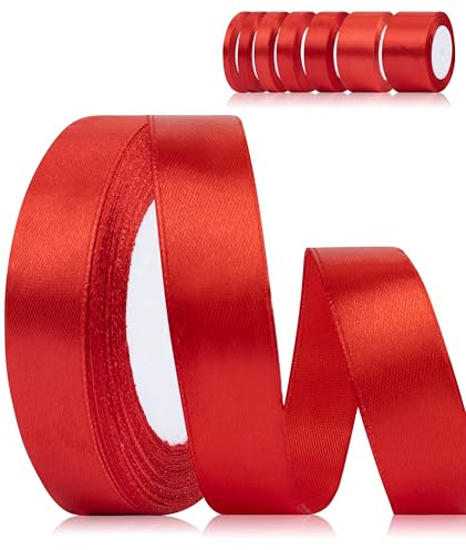 Fyshird Satinband Rot 20mm x 22m Geschenkband Breit Schleifenband Hochzeit Polyester Bänder zum Basteln Dekoband für Geburtstag DIY Geschenkverpackung Weihnachten