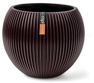 Capi Europe - Vase Boule Groove Colours - 30x25 - Noir Rouge - Ouverture Ø30 - Pot intérieur et extérieur - BGVBR104