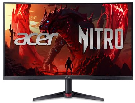 Acer Nitro 31.5” Gaming Monitor | WQHD 2560 x 1440 | 1800R Curved | AMD FreeSync | Up to 180Hz Refresh Rate | Up to 0.5ms | sRGB 99% | 1 x Display Port 1.4 & 2 x HDMI 2.0 Ports | ED323QU P2bmiipx