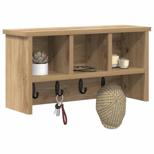 vidaXL Wall-Mounted Coat Rack Wall-Mounted Artisan Oak 50 x 16 x 26 cm