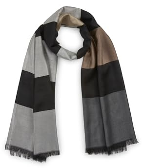 CODELLO WOVEN SCARF COTTON MIX STRIPES schw - 100X180CM