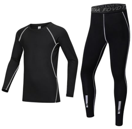 Zerdutera Set di Biancheria Intima Termica per Bambini, Biancheria Funzionale, Traspirante, Lo Sport, ad Asciugatura Rapida, da Calcio Grey 30