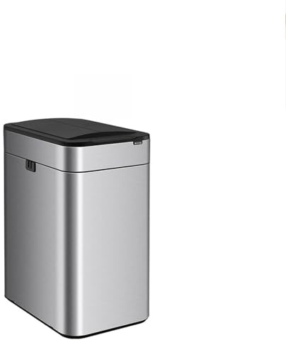 HGTRH Poubelle De Cuisine Automatique 9-60L, Capteur Poubelle De Cuisine Grande Capacité en INOX Brossé avec Cerclage, Fermeture Douce, Anti-Doigt, sans Contact Silver 60L