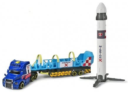 cavernedesjouets Camion Transporteur Fusee Mission Spatiale avec Rampe de Lancement - vehicule 41 cm Son et Lumiere - Set Jouet Espace + Carte Tigre