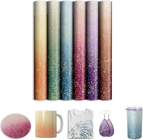 Lámina de tinta brillante Infusible para sublimación, tazas en blanco, papel de sublimación para tazas de prensa de calor Cricut, 6 piezas/juego, 25,5 x 30,5 cm