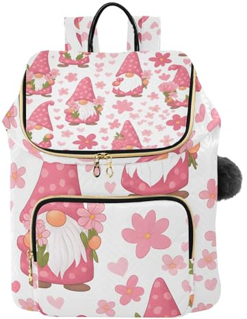 ISAOA Sac à dos tendance pour femme Motif nain rose 15 l