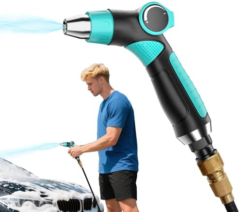 Boquilla de manguera – Pulverizador ajustable de alta presión multipatrón | Boquilla de pulverización de agua para jardín, lavado de coche, accesorio de manguera de metal resistente a la corrosión