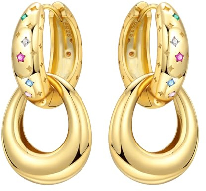 PANPOKI Örhängen för växter och djur 925 sterlingsilver med zirkonia – lotus, iris, panda, katt, trollslända, vingar | lätta allergivänliga smycken