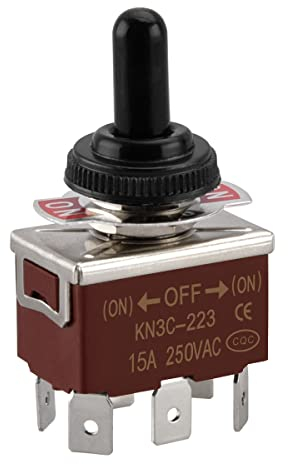 Heschen metal toggle switch DPDT momentary 3 position,KN3C-223, (ON)/OFF/(ON) 250VAC 15A 6 terminal CE