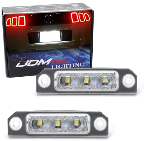iJDMTOY OEM-Fit 3W Full LED License Plate Light Kit Compatible with Ford 2011-14 Mustang, 2009-18 Flex, 2008-17 Focus, Powered by 3-Piece Osram Xenon White LED