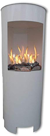 Ethanolkamin Gelkamin Höhe:100cm / Breite:37cm / Tiefe: 35 cm/freistehende Säule Kamin Weiss Inklusive: 3 x Brennstoff-Behälter/Betrieb mit Bioethanol oder Brenngel
