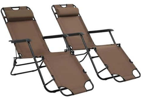 vidaXL 2X Sonnenliege Klappbar Braun Strandliege Gartenliege Relaxliege Liege