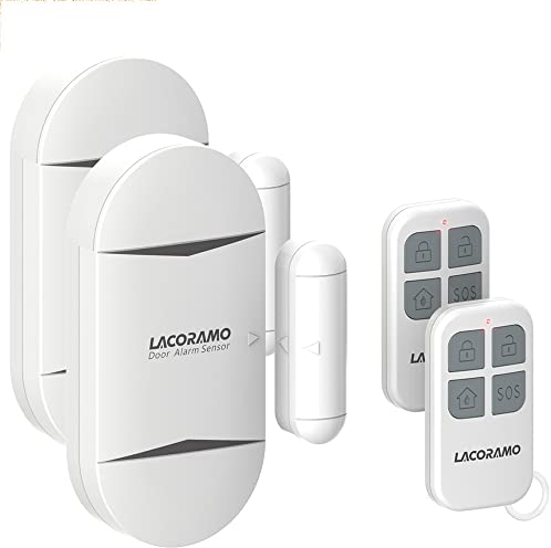 LACORAMO Sensore Di Allarme Per Porte e Finestre 130db Con 2 Telecomandi,2 Batterie,Allarme Per Ingresso Magnetico Senza Fili Per Protezione Bambini,Casa,Frigorifero,Negozio (2 Allarme 2 Telecomandi)
