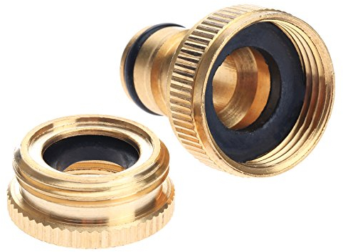 DRELD Brass Hose Tap Connector 2-in-1, 1/2 & 3/4 BSP Garden Hose Tap, Gardening Faucet Adapter for Gardening, Washing Machine (2-in-1)