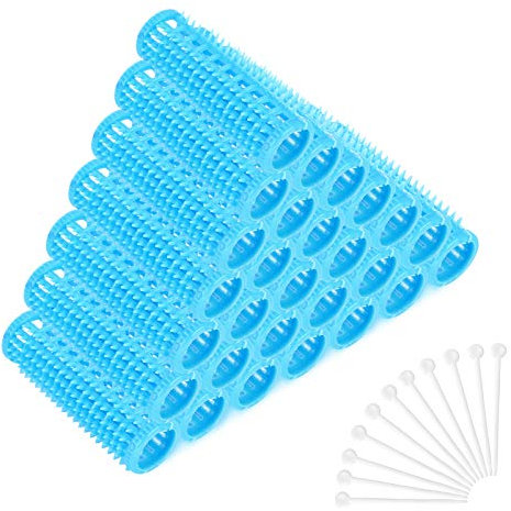 Hair Rollers 36 PCS Curlers Set Hair Rollers With 36 PCS Pins No Heat Hairdressing Curlers Tools For Adults And Kids Hair Salon Barber Hair Styling (Pink) (Blue)