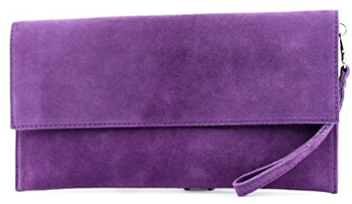 modamoda de T151 Sac à bandoulière en daim pour femme Fait main en Italie, Violet 2021, s