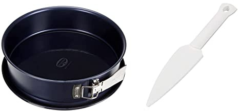 Dr. Oetker 1100 Springform Ø 26 cm BACK-LIEBE EMAILLE, rund (Blau) & Kuchenlöser, einfaches und schnelles Lösen, für antihaft-beschichtete Backformen geeignet, schonend zu allen Oberflächen (weiß)