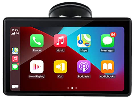 WEPARTICULAR Wireless Apple Carplayer Android Auto Monitor, 7 Inch Full HD Touch Screen Portable Car Radio Receiver, Car Stereo with Mirror Link, Bluetooth Dash Windshield Mounted