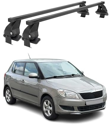 OMAC Menabo Dachträger für Skoda Fabia 2007-2014 Stahl Schwarz | DIN 75302:2019 & ISO/PAS 11154:2006 geprüft, Abschließbar, City-Crash-getestet, bis 50 kg Traglast, Querträger, Grundträger