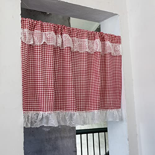 izielad Tenda da Cucina Corta Tenda da Bistrot Vintage Tende Cucina Country Motivo a Quadretti Tendine a Quadretti Buffalo Check tende corte per Finestre Piccol 140x90cm