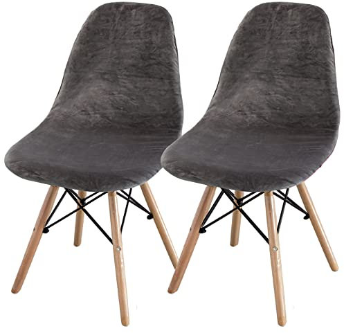 jianyana Stuhlhussen 2er Set, Universal Velvet Stretch Stuhlbezug EsszimmerstüHlhussen Abnehmbarer Waschbarer Stuhlabdeckung(Dunkelgrau