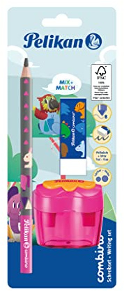 Pelikan combino® Set mit Schreiblernbleistift, Radiergummi und Anspitzer, pink
