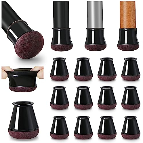 Protection Pied de Chaise, 20 pièces petits protecteurs de sol noirs en silicone avec revêtement en feutre, Couvre-Jambes de Chaise Capuchons de Jambe de Chaise en Silicone, diamètre 14-20mm