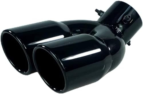 Surakey 63mm Auspuffblende Auspuff, Universell Schalldampf Endrohr Doppelendrohr Blende Edelstahl Auto Auspuffendrohr Gebogener Doppelauslass Schalldämpfer Endrohr für Auto Auspuff Rundmund Endrohr