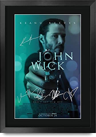 HWC Trading John Wick The Cast Keanu Reeves Ian McShane 40,6 x 30,5 cm gerahmtes Geschenk, gedrucktes Poster, signiertes Autogrammbild für Film-Fans, 40,6 x 30,5 cm, gerahmt