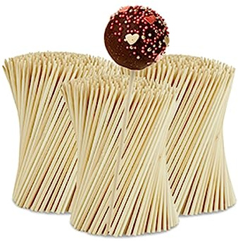 Relaxdays Cake Pop Stiele, 1000 Stück, 15 cm lang, Lollipop Sticks aus Bambus, Popcake Stäbchen, Kuchen am Stiel, Natur