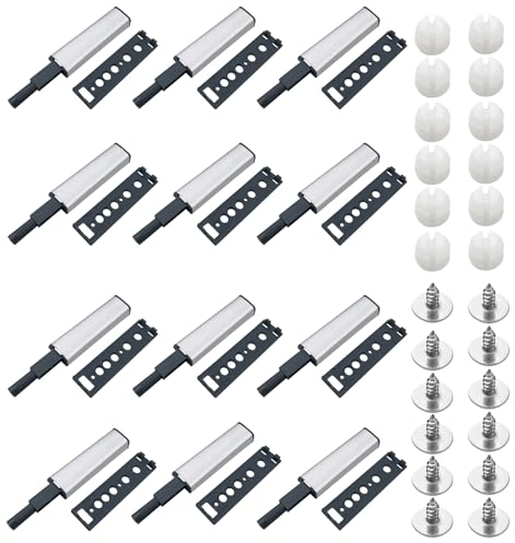 Tekenewbse Push Pull per Ante, 12 Pezzi Chiusura Magnetica Ante, Apriporta Push to Open per Armadi, Armadio Magnetic Push Latch, Ammortizzatori Ante Armadio Chiusure Magnetiche Mobili Sistema Calamite