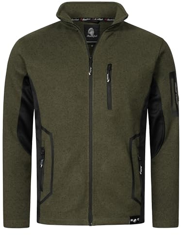 Rock Creek Herren Fleece Jacke Outdoor Wanderjacke Pullover Full Zip Hoodie Herrenjacke Fleecejacke Winterjacke Strickjacke Strickfleecejacke H-367 Dunkelgrau 4XL