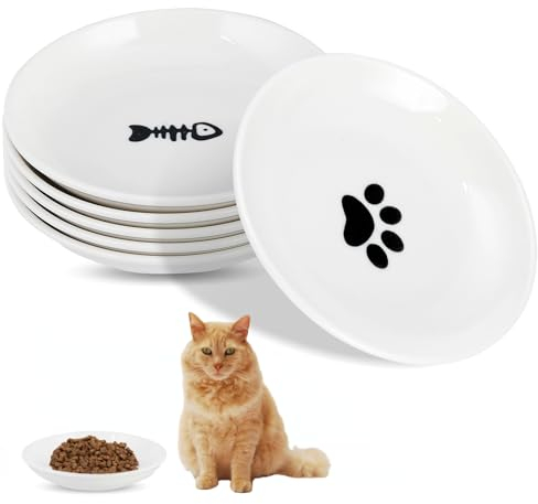 XINGNA 6 Stück Futternapf Katze, katzennapf, Katzen Napfset, Katzennapf Keramik, Napf Katze, Katzen Fressnapf, Katzennapf ErhöHt, Katzennäpfe Flacher für Futter und Wasser, Kätzchen-Futternapf