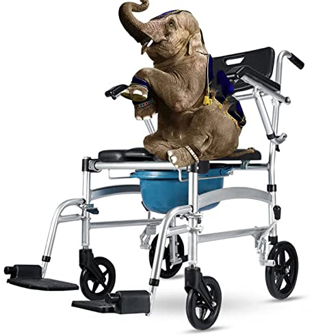 XNYXLPP Bequemer Toilettenstuhl, klappbarer Toilettenstuhl mit Rad, gepolsterter Sitz, mobiler Duschstuhl, für Senioren mit Behinderungen (Flipping Armrest a)