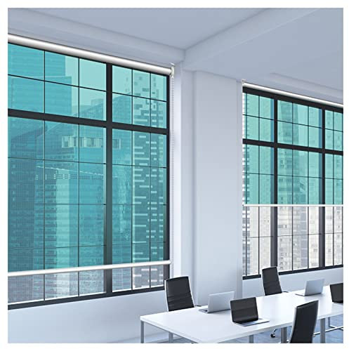 CWCQGH Grün – Silberner Sonnenschutz-Rollo, Einweg-Durchsicht- und Sichtschutz-Rollos für Besprechungszimmer, Büro, UV-Schutz, Hitzeregulierung, Vorhang mit Beschlägen (40 x 100 cm/15,7 x 39,4 Zoll)