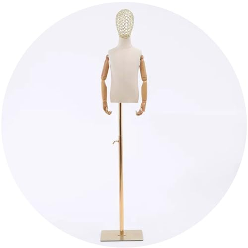 Schneiderpuppe Kinder Verstellbare Schneiderbüste Schaufensterpuppe Schneiderpuppen Modellstützen Arm Aus Massivem Holz Geeignet Für 1-8 Jahre Alte Kinder Goldene(Size:6 Years Old)