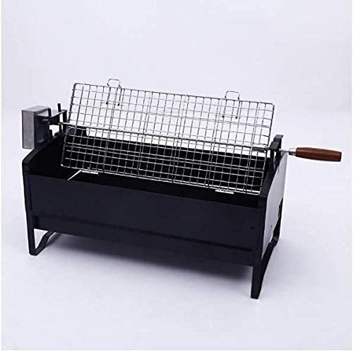 sjdoPulse Kit De Rôtissoire Électrique pour Barbecue À Charbon De Bois À Bascule Automatique, Grand Gril Portable pour La Famille Et Les Amis, Cuisson des Aliments, Grillades, Acier Inoxydable Noir
