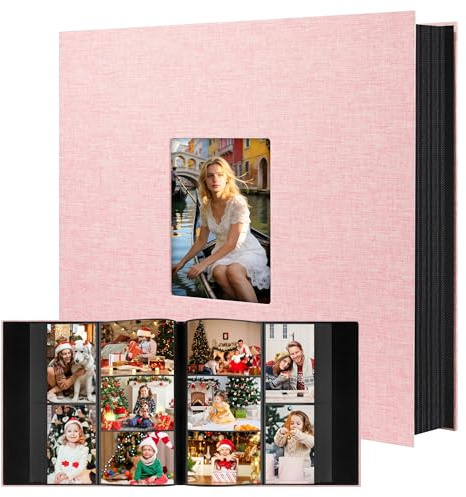 Aevdor Álbum de fotos de 1000 bolsillos, 4 x 6 pulgadas, tapa de lino, capacidad extragrande, para bodas, familiares, con capacidad para 1000 fotos horizontales y verticales, páginas sin ácidos, álbum