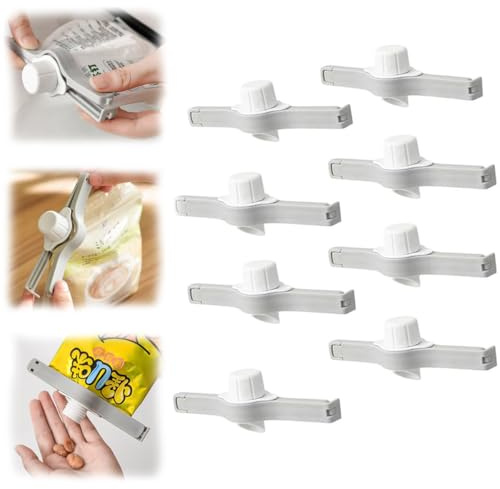 Lot de 8 pinces de conservation des aliments avec becs verseurs, pinces pour sacs alimentaires, cuisine, pinces alimentaires avec capuchon en plastique