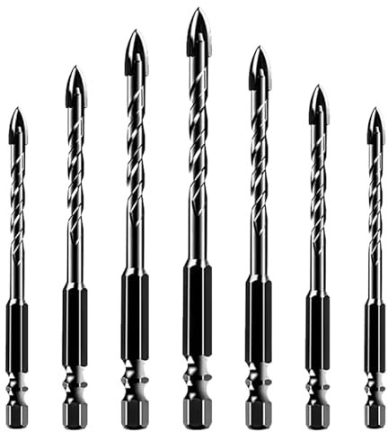 Pilikoll 7 Pezzi Punte Trapano Gres Porcellanato Vetro Punte Trapano Muro Ø 3-12 mm Set di Punte per Gres Porcellanato per Vetro,Piastrelle,Ceramica, Granito,Marmo (3mm,4mm,5mm,6mm,8mm,10mm,12mm)