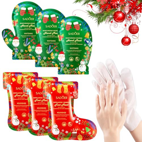 Maschera per i piedi maschera per le mani Regali di Natale, 3 paia dimaschera per il peeling del piede e 3 paia dimaschera per le mani, mascheraper il piede peeling per la rimozione del callo