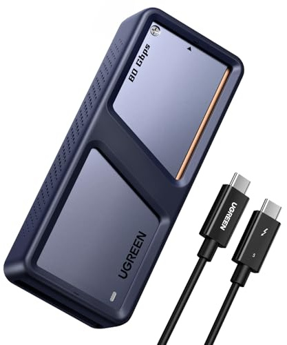 UGREEN 80 Gbps M2 SSD-kabinett, NVMe-kabinett, M.2-kabinett kompatibelt med Thunderbolt 5/4 och USB 4, fungerar för Windows, Linux, macOS