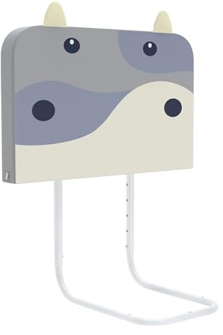 YRHome Bettschutzgitter Bettgitter, 50cm 5-Loch Höhenverstellbar,Rausfallschutz,Absturzsicheres,Weiche Bettgitter mit Abnehmbarem und Waschbarem Reißverschluss-Graues Kuhdesign