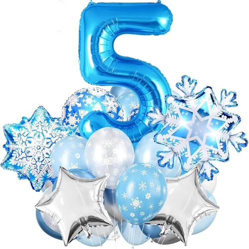 Globo de Aluminio Copo de Nieve Número 5 - Temática de Invierno para Cumpleaños Niña