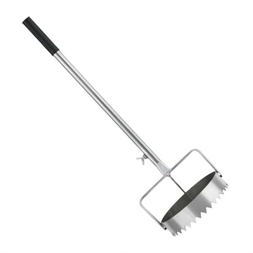 Fioriera per bulbi aggiornata con manico lungo per scavare, per rimuovere le zolle, manico retrattile, regolabile, fori di scavo per serra, giardino, prato, tagliaerba (diametro 16 cm)