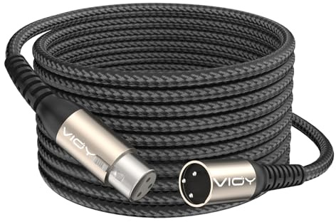 VIOY XLR-Mikrofonkabel, 9 m, Mikrofonkabel, Stecker auf Buchse, symmetrisches Kabel, 3-polig, Nylon-geflochtenes XLR-Verlängerungskabel für Mikrofon, Mixer, Recoding Studio, Verstärker, Podcast usw